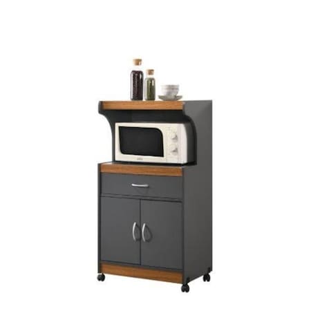 Hodedah 45.19 x 15.75 x 24 in. Microwave Kitchen Cart, Grey & Oak HIK72 GREY-OAK